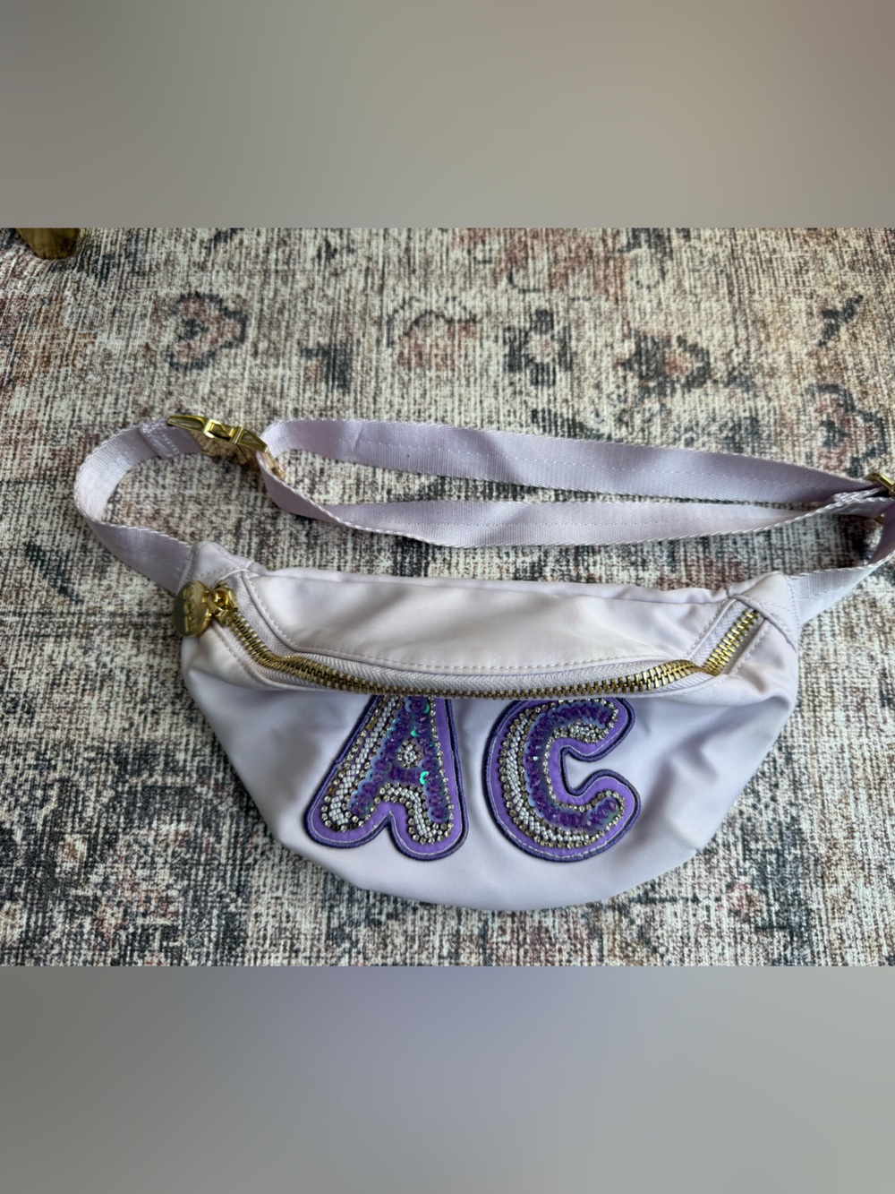 Stoney Clover Lane Lilac Beaded 'AC' Waist Bag with Gold Hardware